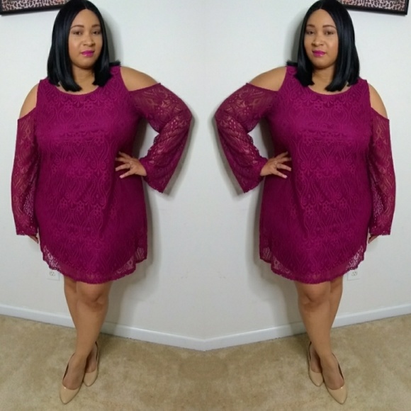 Cold Shoulder Lace Dress - Picture 1 of 7